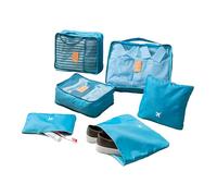Avilia Lot de 6 sacs de valise - organisateur de bagages en différentes tailles, 3 avec filet pour vêtements et 3 accessoires en polyester, bleu clair