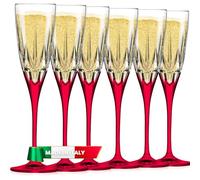 Avilia Lot de 6 verres à champagne ou prosecco de 17 vec base rouge - fabriqués en Luxion résistant et durable sont parfaits pour les apéritifs, les fêtes ou les dîners en famille - Lavables au