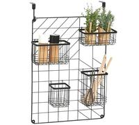 Avilia Organisateur de douche et de cuisine noir en métal - 5 paniers suspendus pour une organisation verticale maximale - Rangement mural polyvalent pour salle de bain, cuisine et chambre à coucher