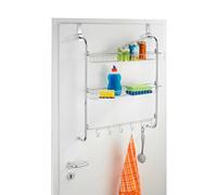 Avilia Organisateur de porte pour cuisine et salle de bain - Organiseur d'outils et bouteilles avec 2 paniers et 6 crochets, en PVC, 59 x 78,5 x 16,5 cm, chromé