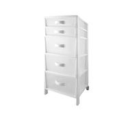 Avilia Organisateur Multifonction avec 5 tiroirs Blancs, idéal pour Chambre, Cuisine, Salle de Bains et Bureau - Meuble avec tiroirs Transparents 39,5 x 38 x 82 cm