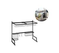 Avilia Organisateur pour évier avec 5 Compartiments - égouttoir à 2 Niveaux avec Crochets pour Tasses, en métal, 8 x 51,5 x 30 cm, Noir