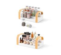 Avilia Organiseur à épices de support à 3 étagères, étagère pour cuisine, salle de bain ou chambre, en plastique recyclé et bois, 52,7 x 15,8 x 12,7 cm, extensible 30 - 61 cm, blanc