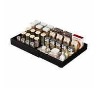 Avilia - Organiseur de tiroirs extensible réglable 30-50 cm en acier imperméable pour cuisine et distributeur, plateau gain de place multifonction avec montage adhésif sans trous (noir)