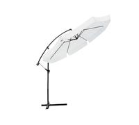 Avilia - Parasol de jardin 300 cm Hauteur 2,5 m avec bras décentré, tissu imperméable et anti-rayons UV, ouverture à manivelle, design moderne pour ameublement de jardin pour extérieur, Blanc