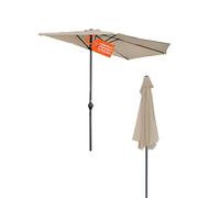 Avilia Parasol de jardin au croissant 2,7 x 2,3 m taupe avec manivelle et soufflet coupe-vent - Parasol mural en aluminium avec toile en polyester pour extérieur