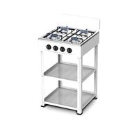 Avilia - Plateau de cuisson 4 feux gaz pour extérieur avec structure résistante en métal, étagères latérales en acier, raccordement bouteille GPL, idéal pour le camping et les grillades (blanc)