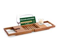 Avilia Plateau pour Baignoire en Bambou Extensible - élégant Plateau de Salle de Bain Extensible, Adaptable et Fonctionnel 105 x 22 x 4 cm