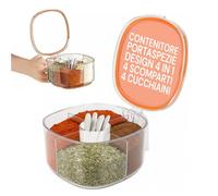 Avilia - Porte-épices pour cuisine avec 4 compartiments et cuillères doseurs, organisateur de condiments compact avec couvercle transparent et poignée ergonomique facile à utiliser