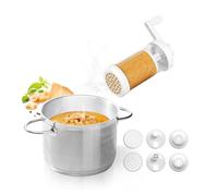 Avilia Presse à gâteaux et pâtes en plastique 8 x 21,5 cm - Comprend 6 moules et recettes pour gâteaux et salés - Manivelle ergonomique pour une utilisation facile et précise - Idéal également pour