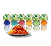 Avilia Service d'assiettes 18 pièces en porcelaine jungle multicolore - Set idéal pour 6 personnes comprenant 6 assiettes plates, fonds et à dessert, convient à toutes les occasions et passe au