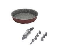 Avilia Set complet pour pâtisserie : poêle de 24 cm avec revêtement antiadhésif, seringue à pâtissier et buse en silicone pour décorer des bonbons, idéal pour gâteaux, biscuits et créations ménagères