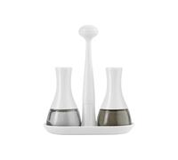 Avilia Set sel et poivre de table en plastique et verre blanc - Fabriqué en matériaux résistants avec couvercles hermétiques et poignée confortable pour un transport facile - moderne et pratique pour