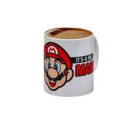 Avilia Tasse à thé ou café avec décoration Super Mario - Tasse avec design de jeu vidéo, excellente idée cadeau, en céramique, 10 x 9 cm, 325 ml, blanc et rouge