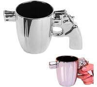 Avilia Tasse café ou thé céramique argent avec design unique pistolet - poignée originale, 300 ml, idée cadeau amusante et élégante