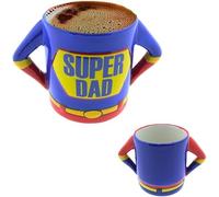 Avilia Tasse Super Dad 450 ml en céramique - cadeau fête des pères, thème super-héros rouge et bleu, idéal pour le thé et le café, design héroïque avec bras poignées