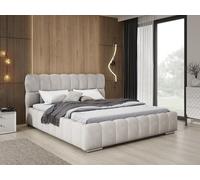Avilla Lit capitonné 160x200 - Lit double avec sommier à lattes & coffre de lit - Lit design, Lit capitonné 160x200 Gris clair (Komodo 20)