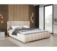 Avilla Lit capitonné 160x200 - Lit double avec sommier à lattes et coffre de lit - Lit design, Lit capitonné 160x200 Beige (Komodo 11)