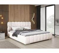 Avilla Lit capitonné 160x200 - Lit double avec sommier à lattes et coffre de lit - Lit design, Lit capitonné 160x200 Crème (Komodo 10)