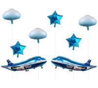 Avion 8 Pièces Ballon Gonflable Étoile Nuage Anniversaire Bleu pour Décoration Garçon, Fête Thème