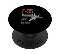 Avion américain chasseur furtif F35 lightning PopSockets PopGrip Adhésif