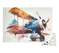 Avion Aquarelle 1000 pièces Puzzle Papier pour Adulte Entraînement cérébral Puzzle éducatif Avion Déco Murale Maison 52x38cm/1000pcs