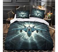 Avion de chasse - Bande dessinée d'action Parure de Lit 3D Effet Imprimé en 3D Hypoallergique Housse de Couette résistante Fermeture Éclair Super Douce for Enfants Garçons Filles Double（200x200cm）
