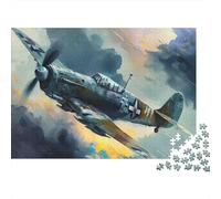 Avion de Chasse de la Seconde Guerre Mondiale Puzzle 1000 Pièces Cadeau Unique intéressant Jeu Éducatif Challenge Toy À De Qualité Supérieure Peinture Art pour Adultes Enfants 70x50cm/1000pcs