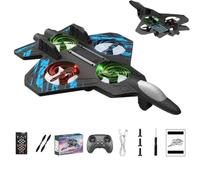 Avion de Chasse télécommandé en Mousse avec Flips à 360° et lumières LED, Drone acrobatique RC 2,4 GHz Facile à Piloter, résistant aux Chutes et Durable, for Enfants et Adultes.(Blue)