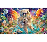 Avion de Combat survolant des Villages avec des pièces de Monnaie Puzzle 1000 Pièces pour Adultes - en Carton Recyclé pour la Décoration 75x50cm/1000pcs