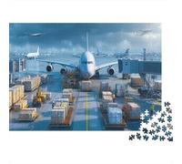 Avion de Ligne à Réaction 1000 Pièces Puzzle Adultes Aéroport International Cadeau pour Les Amants Ou Les Amis pour L'accrocher Une Fois L'assemblage Terminé Challenge Puzzle 1000pcs (75x50cm)