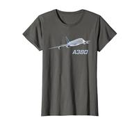 Avion de passagers A380, Compagnie aérienne, Jet, Avion T-Shirt, Femme, Asphalte, XXL