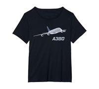 Avion de passagers A380, Compagnie aérienne, Jet, Avion T-Shirt, Femme Grandes Tailles, Noir, 4X