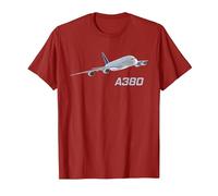 Avion de passagers A380, Compagnie aérienne, Jet, Avion T-Shirt, Homme, Canneberge, S