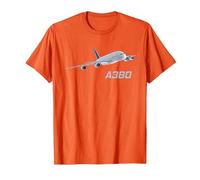 Avion de passagers A380, Compagnie aérienne, Jet, Avion T-Shirt, Homme, Orange, 3XL
