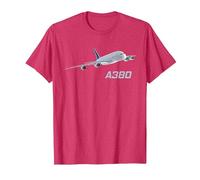 Avion de passagers A380, Compagnie aérienne, Jet, Avion T-Shirt, Homme, Rouge Chiné, 3XL