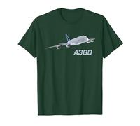 Avion de passagers A380, Compagnie aérienne, Jet, Avion T-Shirt, Homme, Vert Forêt, XL