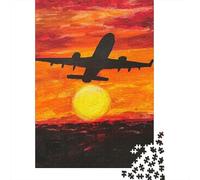 Avion de Passagers Coucher de Soleil Puzzle 1000 Pièces Puzzle pour Adultes Papier Scène du Soir Jeu en Famille Décoration Détente Cadeau 70x50cm/1000pcs
