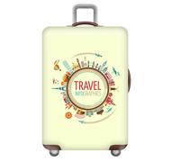 Avion Housse De Voyage,Motif Tour Du Monde Housse Protection Valise,Housse De Valise éLastique Pour Valises De 18 à 32 Pouces,Anti-PoussièRe Et Anti-Rayures Luggage Cover (Color 2,L(25-28inch))