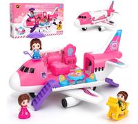 Avion Jouet Rose Fille dès 3 Ans, avec Figurines, Meubles et Accessoires
