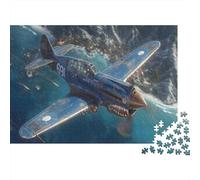 Avion Militaire P-40 1000 Pièces Puzzle Adultes Avion de la Seconde Guerre Mondiale Cadeau Pour Les Amants Ou Les Amis Pour L'accrocher Une Fois L'assemblage Terminé Challenge Puzzle 1000pcs (75x50cm)