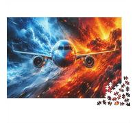 Avion Nuage Feu Puzzle, 1000 Pièces Jeu D'intérieur Adulte | 38x26cm Carton, Exercice Cérébral, Découpe Précise, Amateurs De Puzzles, Réduction Du Stress