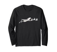 Avion Père Noël traîneau - drôle d'avion de Noël Manche Longue