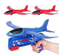 Avion Polystyrene avec Pistolet Catapulte, Avion Jouet Planeur Volant Mousse Jeu de Lancer, Cadeau Noël Anniversaire Jeux Intérieur Extérieur Jardin Interactif Enfant Garçon Fille 3 4 5 6 7 8 9 10 ans