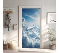 Avion Poster de Porte 3D Trompe L'oeil 73x205 cm, Industriel Auto-Adhésif Sticker Porte pour Chambre Cuisine, Moderne Stickers Autocollants de Porte (y3T94)