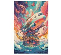 Avion Puzzle en Bois 1000 Pièces pour Adultes Et Enfants, Puzzles Impossible, Jeu De Patience Coloré, Jeu D'adresse pour Toute La Famille, À Partir De 12 Ans （78×53cm）