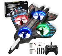 Avion radiocommandé en mousse pour enfants (2 batteries), avion radiocommandé avec lumière, rotation à 360 °, jouet d'avion de combat télécommandé pour enfants et débutants
