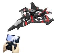 Avion RC ROUGE Chasseur télécommandé avec Caméra HD - Drone Évitement Obstacles 2.4 G Mousse EPP - Jouet Noël Enfants 14+
