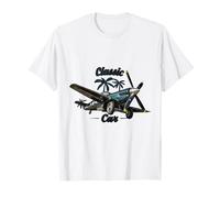 Avion rétro de la Seconde Guerre Mondiale Roues de Voiture Design Aviation drôle T-Shirt
