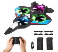 Avion Télécommandé, 2.4GHz drone RC avion avec lumière LED, 2 batteries, 360 ° anti-chute Stunt Flip, Hover automatique, avions de chasse Jet cadeaux de jouet pour enfants garçon débutants adultes